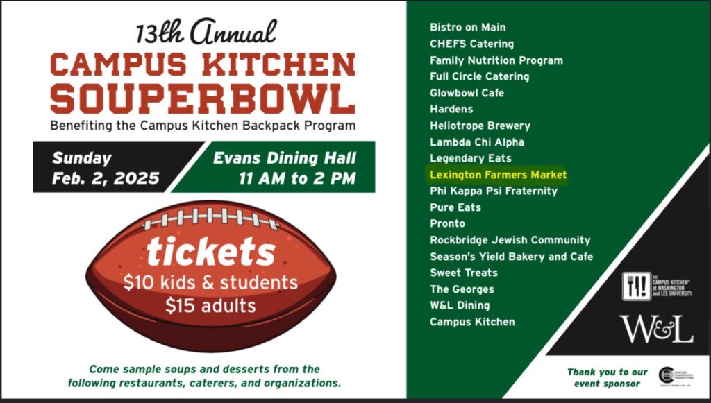 2025 flyer for Campus Kitchen Souper Bowl Fun(d)raiser